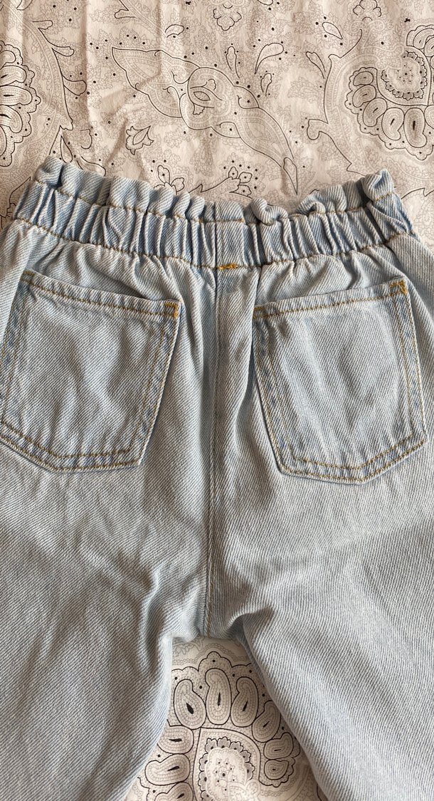 Kız Çocuk açık mavi Bol Kesim Denim Pantolon - Görsel 5