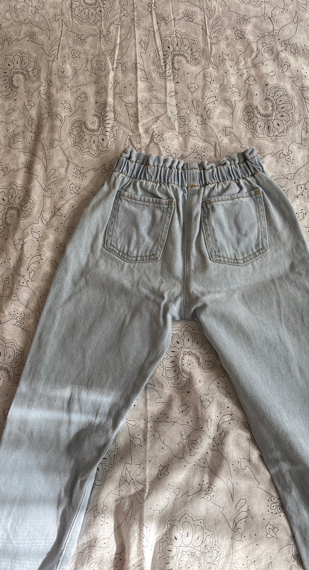 Kız Çocuk açık mavi Bol Kesim Denim Pantolon - Görsel 4