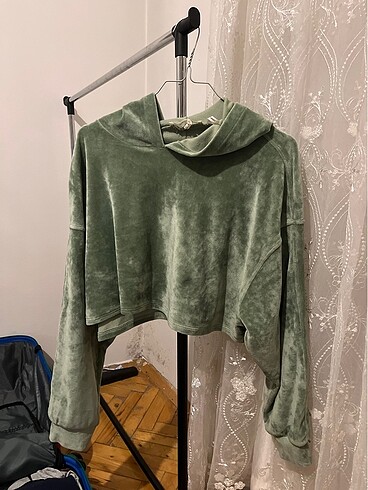 Yeşil ince kadife sweat
