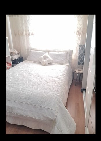 İşlemeli Beyaz Yatak Örtüsü - Görsel 5