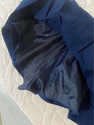 s Beden lacivert Renk Quzu pileli şortlu mini etek