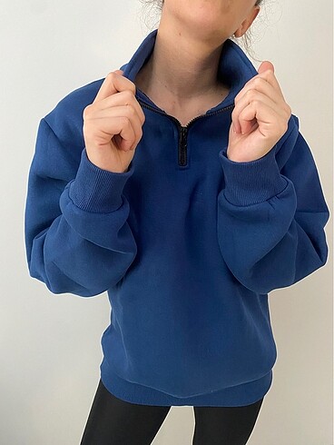 Unisex yaka fermuarlı sweat şardonlu