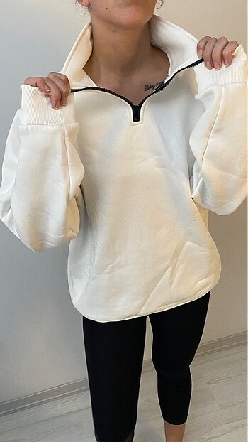 Unisex Yaka fermuarlı sweat şardonlu