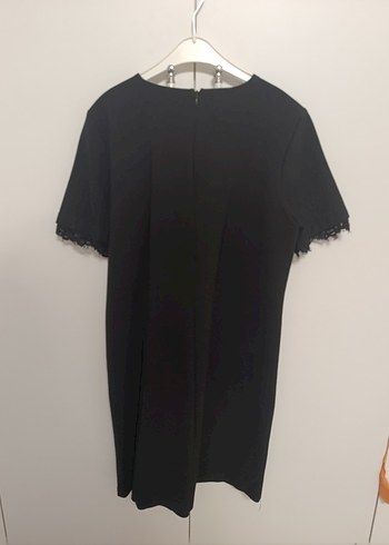 Siyah Kısa Kollu Midi Elbise - Görsel 2