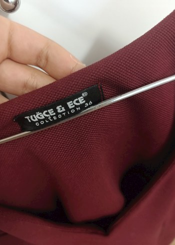 Bordo V Yakalı Midi Kadın Elbise - Görsel 3