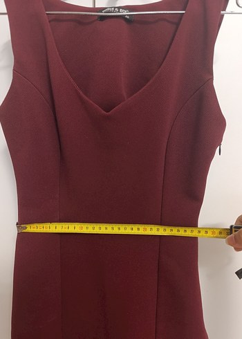Bordo V Yakalı Midi Kadın Elbise - Görsel 6