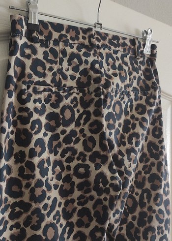 Kahverengi Leopar Desenli Kumaş Pantolon - Görsel 4