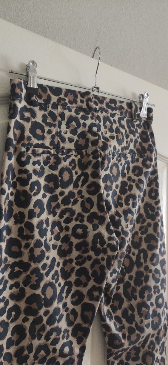 Kahverengi Leopar Desenli Kumaş Pantolon - Görsel 4