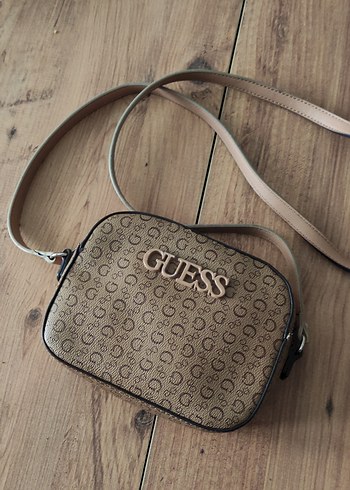 Guess Baskılı Kahverengi Deri Kadın Çapraz Çanta - Görsel 4