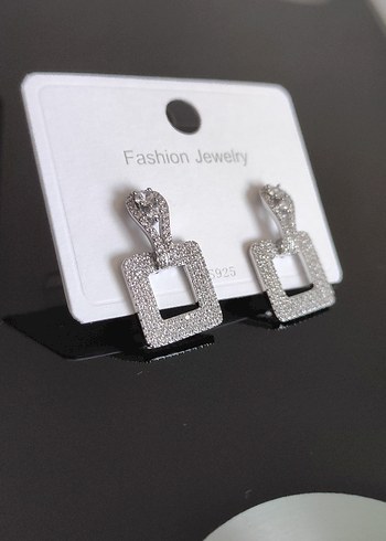 Zirkon Taşlı Gümüş Kaplama Çelik Küpe - Görsel 2