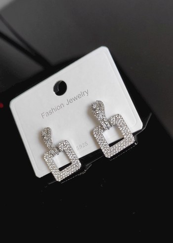 Zirkon Taşlı Gümüş Kaplama Çelik Küpe - Görsel 4