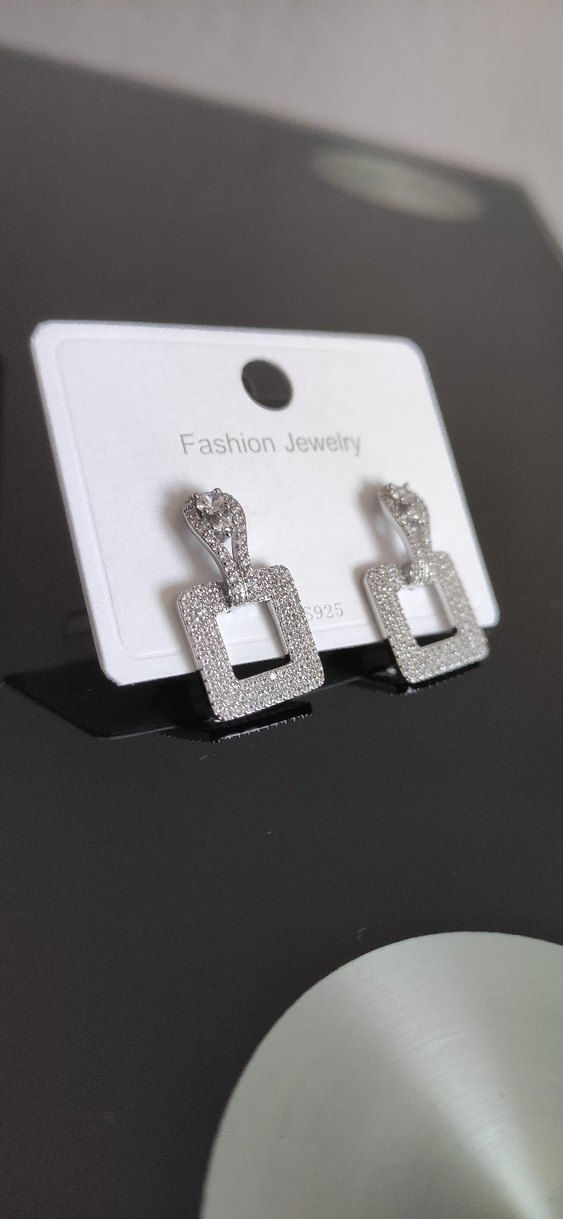 Zirkon Taşlı Gümüş Kaplama Çelik Küpe - Görsel 2