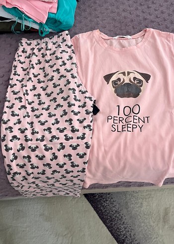 Pembe Baskılı Rahat Kadın Pijama Takımı