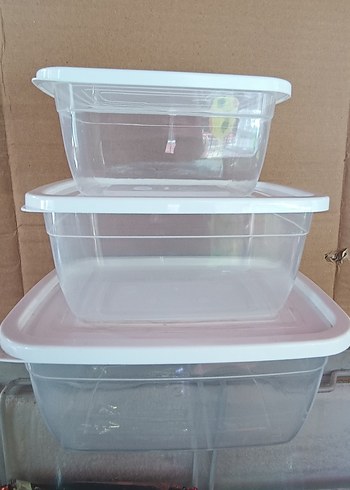 Beyaz Kapaklı Plastik Saklama Kapları Seti