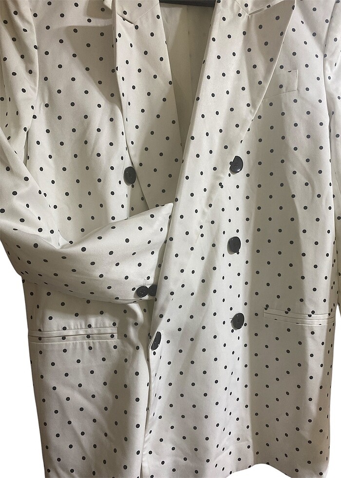 Lacivert puantiyeli astarlı ceket - Görsel 5