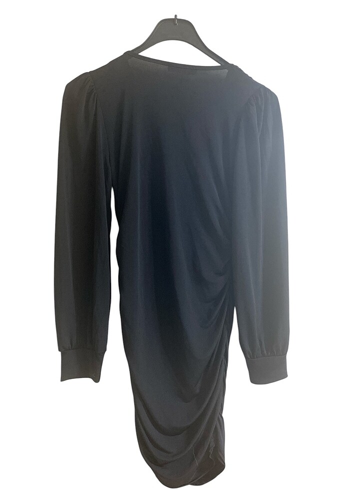 Siyah drape detaylı elbise - Görsel 2