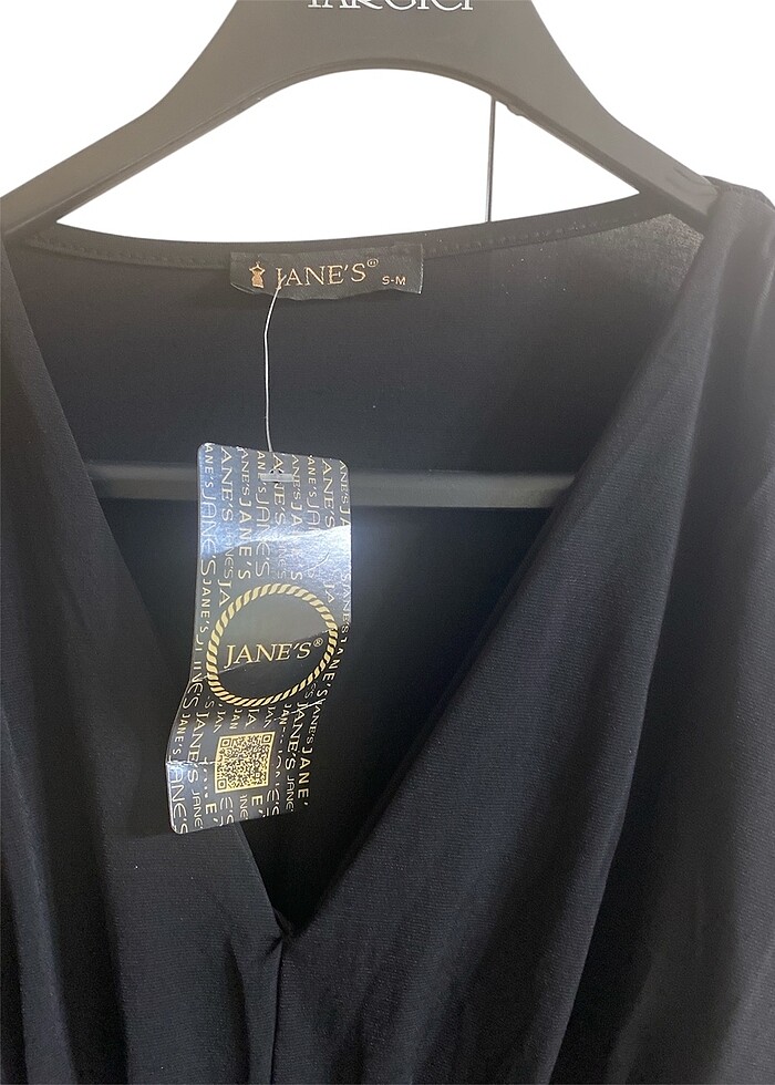 Siyah drape detaylı elbise - Görsel 3