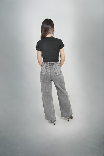 38 Beden gri Renk Zara model premium palazzo kot pantolon