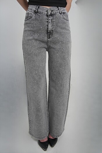 Zara model palazzo taşlı kot pantolon