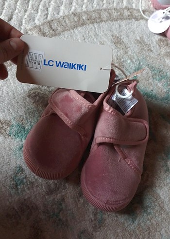 24 Beden Kız Çocuk Pembe Polar Terlik Velcro