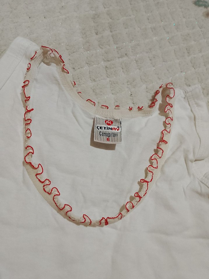 Nakışlı Beyaz Çocuk Atlet - Görsel 2