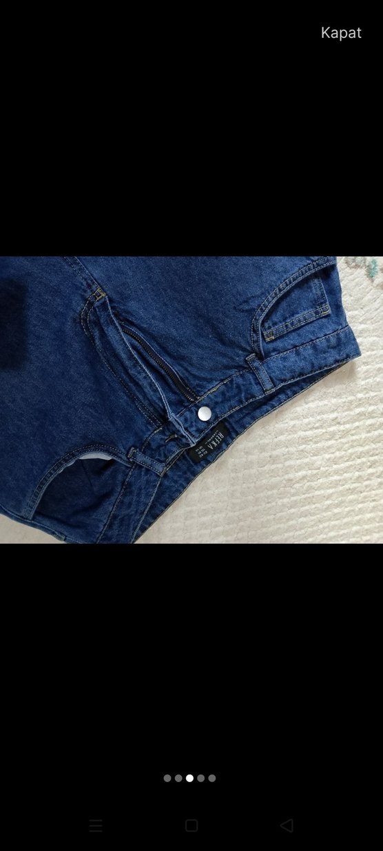 Bol Kesim Kadın Kot Pantolon - Görsel 2