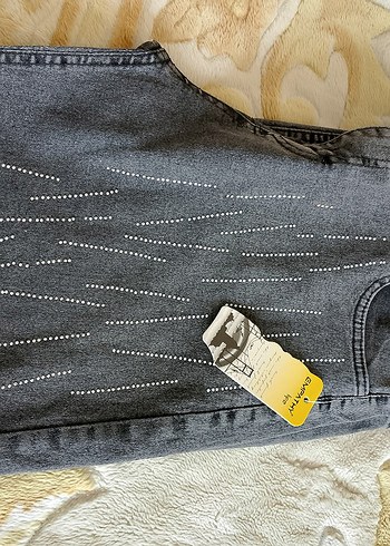 Gri Payetli Nakışlı Kadın Jean - Görsel 6