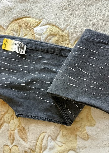 Gri Payetli Nakışlı Kadın Jean - Görsel 2