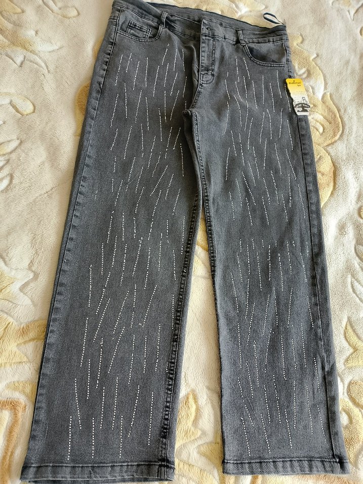 Gri Payetli Nakışlı Kadın Jean - Görsel 3