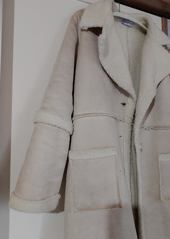 Bej Süet Kadın Kürklü Kışlık mont - Görsel 3