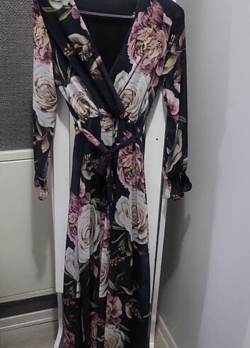 Uzun çiçekli şifon elbise - Görsel 2