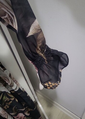 Uzun çiçekli şifon elbise - Görsel 5