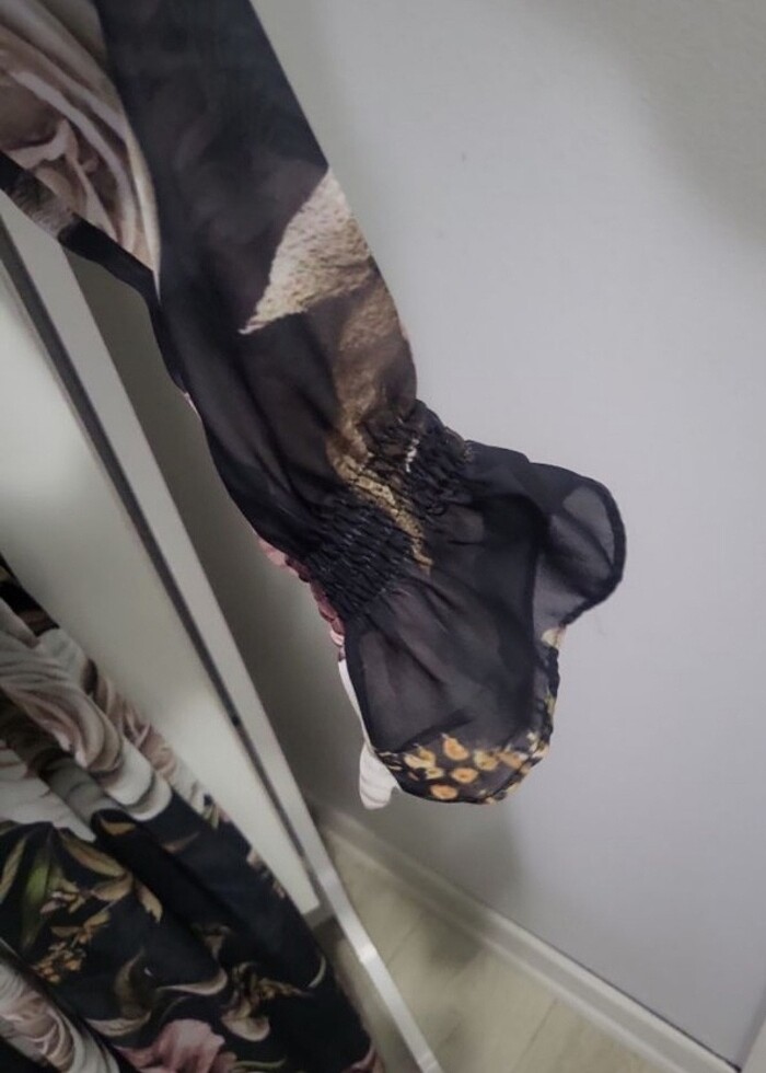 Uzun çiçekli şifon elbise - Görsel 5