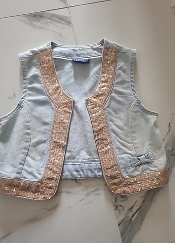 Pul detayli kot yelek - Görsel 5