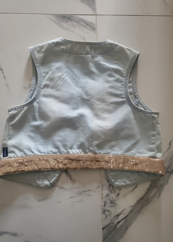 Pul detayli kot yelek - Görsel 2