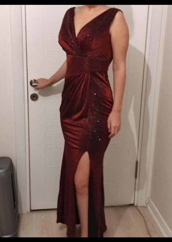 Uzun şık abiye elbise - Görsel 3