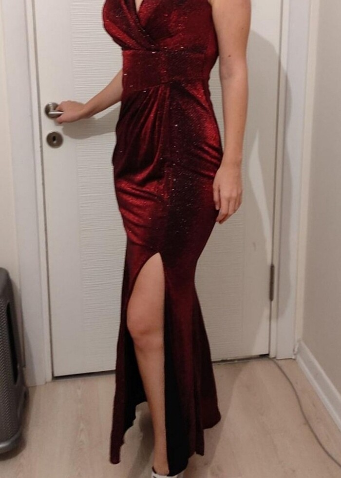 Uzun şık abiye elbise - Görsel 4