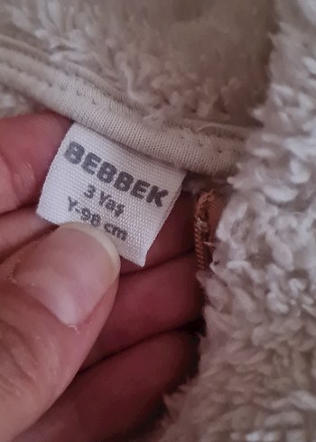 Kapüşonlu Bej Örgü Bebek Takımı - Görsel 2