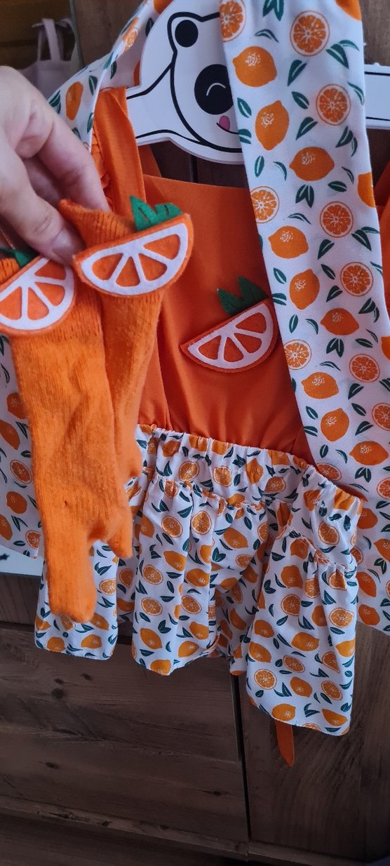 Turuncu Desenli Bebek Kız Takımı - Görsel 2