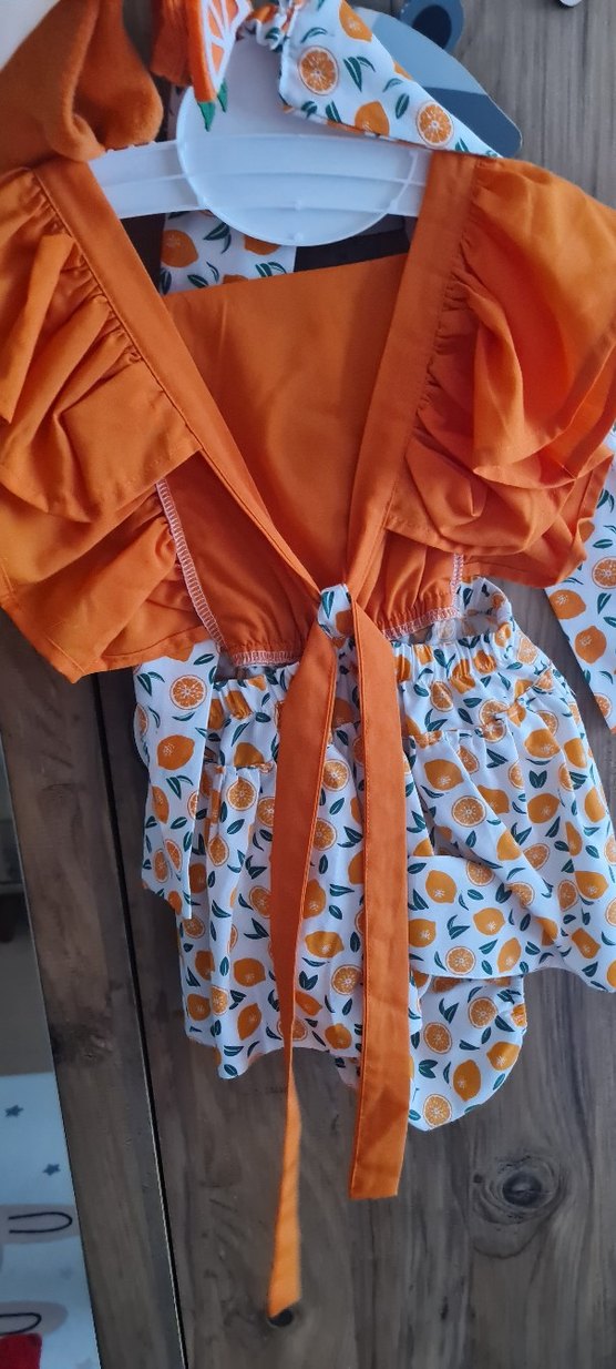 Turuncu Desenli Bebek Kız Takımı - Görsel 3