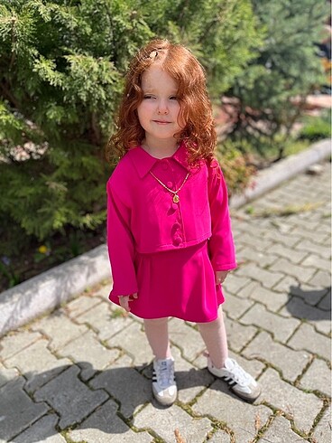 24-36 Ay Beden pembe Renk Mini ceket ve mini etek takım