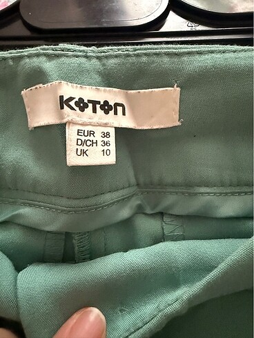 Koton Su yeşili Bilek boy Kumaş pantolon