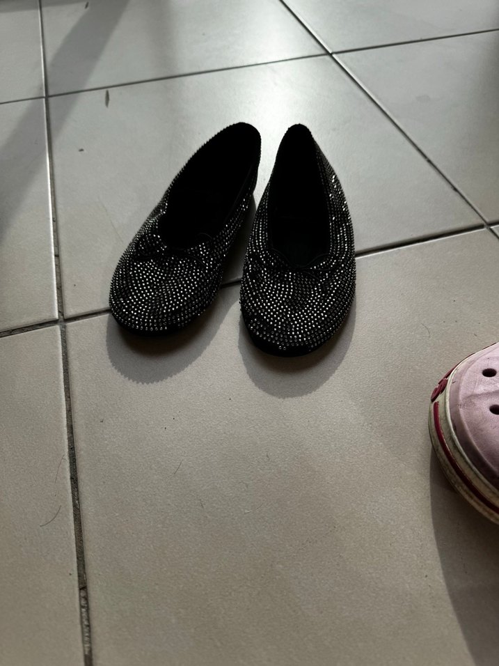 Parlak Taşlı Siyah Dolgu Topuklu Kadın Babet - Görsel 5