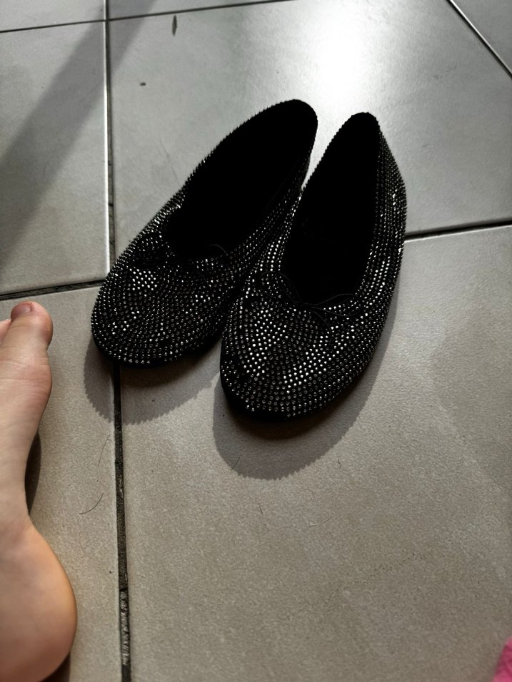 Parlak Taşlı Siyah Dolgu Topuklu Kadın Babet - Görsel 3