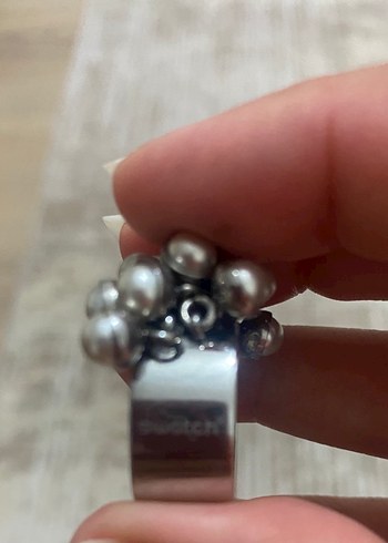 Boncuk Detaylı Gri Kadın Yüzük - Görsel 3