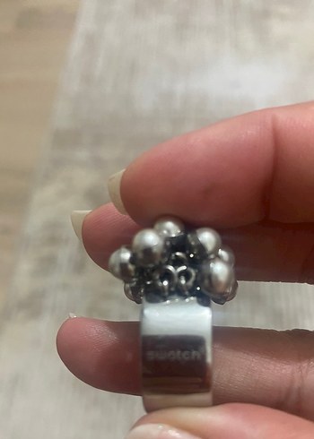 Boncuk Detaylı Gri Kadın Yüzük - Görsel 2