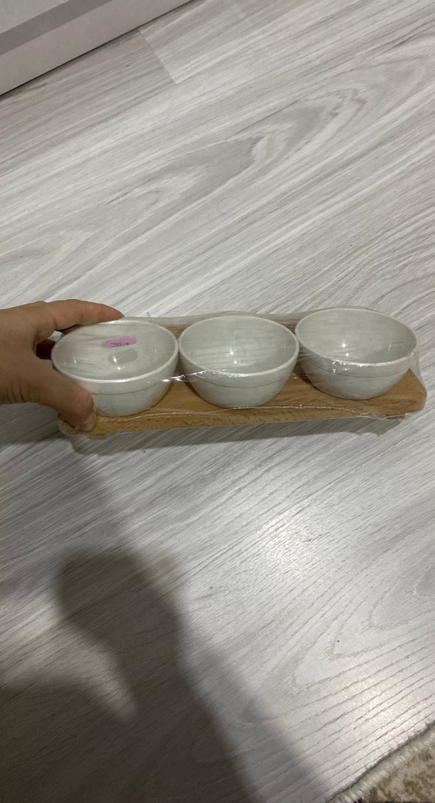 Ahşap Standlı Beyaz plastik Kase Seti - Görsel 2