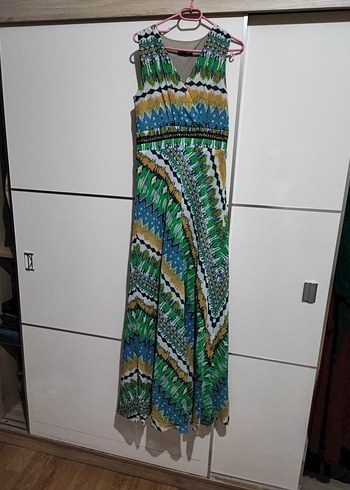 Renkli Şifon Astarlı Kadın Elbise