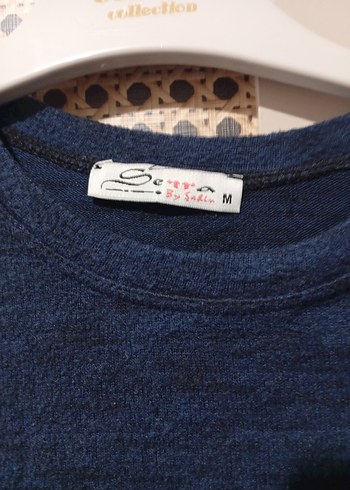 Kadın Uzun Kollu Örgü Mavi Sweatshirt - Görsel 4