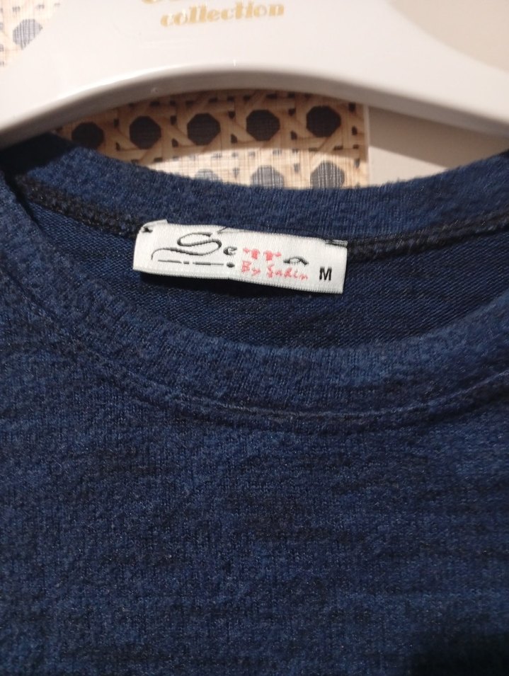 Kadın Uzun Kollu Örgü Mavi Sweatshirt - Görsel 4